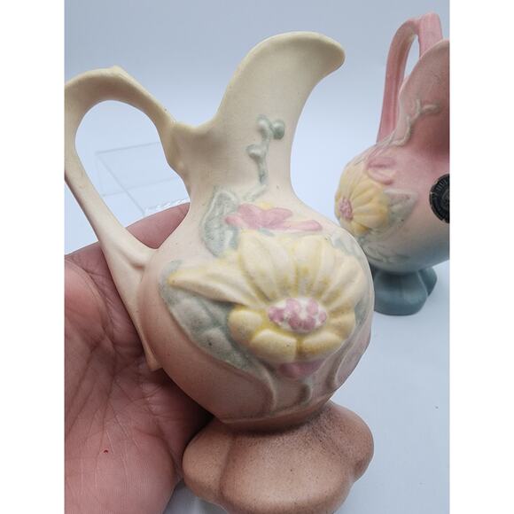 2 1940s Vintage Hull Pottery Ewer/Pitcher/Vases 5” Water Lilly - Picture 5 of 8